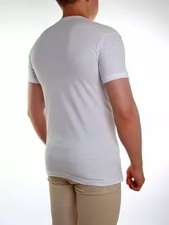 Однотонная белая мужская футболка из высококачественного хлопка с V-образным вырезом горловины Sis A2003 белый распродажа